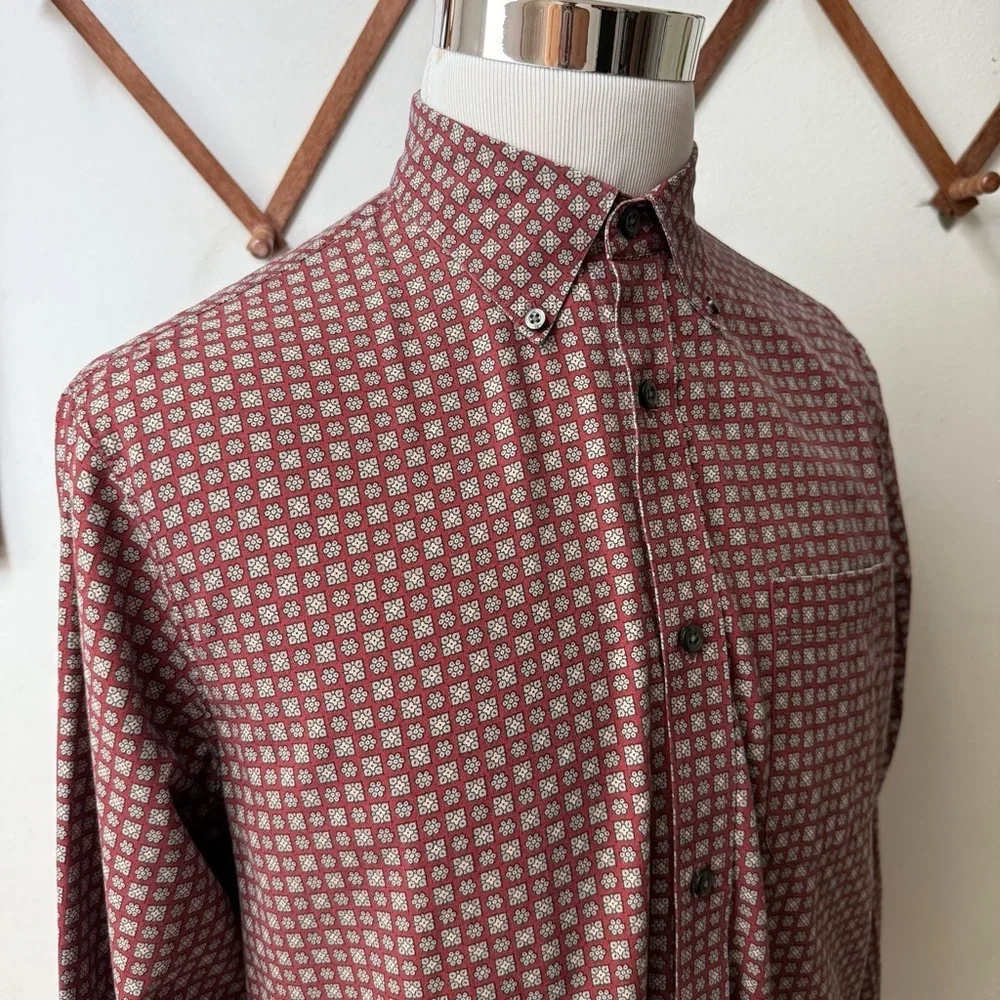 Retro Hippie Floral Geometric Patterned Button Up Shirt